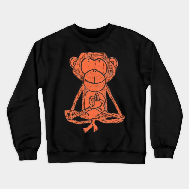 Monkey, Cheeky Monkey, orange Crewneck Sweatshirt by krisevansart